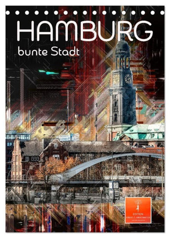 Hamburg bunte Stadt (Tischkalender 2027 DIN A5 hoch), CALVENDO Monatskalender