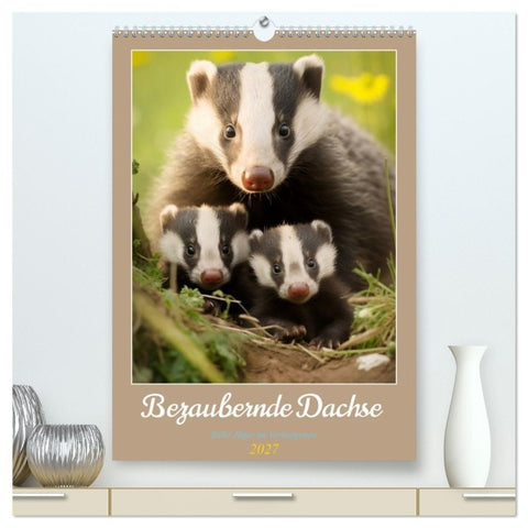 Bezaubernde Dachse (hochwertiger Premium Wandkalender 2027 DIN A2 hoch), Kunstdruck in Hochglanz