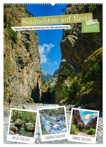 Schluchten auf Kreta (Wandkalender 2027 DIN A2 hoch), CALVENDO Monatskalender