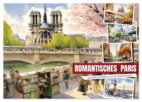 Romantisches Paris (Wandkalender 2027 DIN A2 quer), CALVENDO Monatskalender
