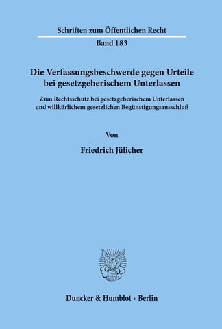 Die Verfassungsbeschwerde gegen Urteile bei gesetzgeberischem Unterlassen.