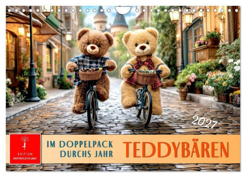 Teddybären - im Doppelpack durchs Jahr (Wandkalender 2027 DIN A4 quer), CALVENDO Monatskalender