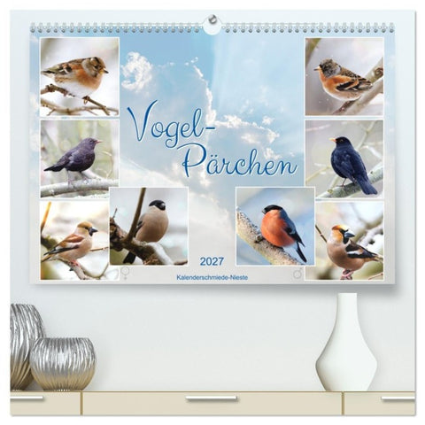 Vogel-Pärchen (hochwertiger Premium Wandkalender 2027 DIN A2 quer), Kunstdruck in Hochglanz