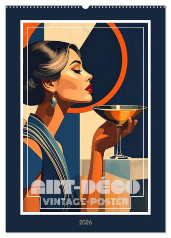 Art-Déco Vintage-Poster (Wandkalender 2026 DIN A2 hoch), CALVENDO Monatskalender
