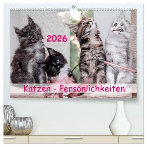 Katzen Persönlichkeiten 2026 (hochwertiger Premium Wandkalender 2026 DIN A2 quer), Kunstdruck in Hochglanz