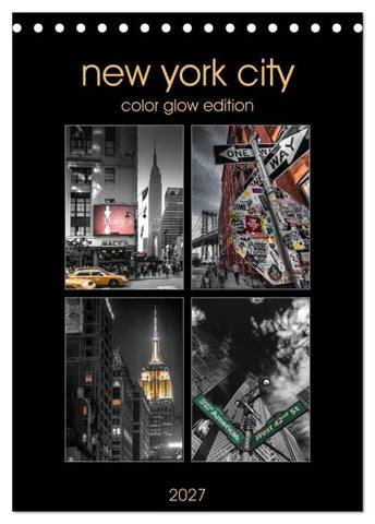 New York City - Color Glow Edition (Tischkalender 2027 DIN A5 hoch), CALVENDO Monatskalender
