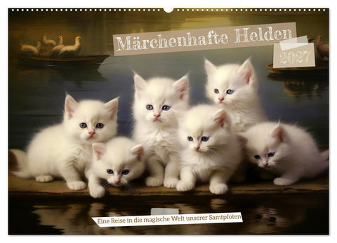 Märchenhafte Helden - Eine Reise in die magische Welt unserer Katzen (Wandkalender 2027 DIN A2 quer), CALVENDO Monatskalender