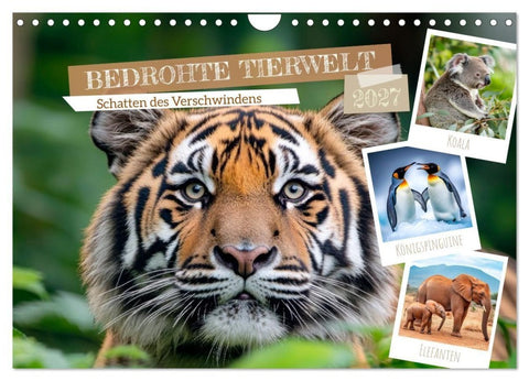 Bedrohte Tierwelt SCHATTEN DES VERSCHWINDENS (Wandkalender 2027 DIN A4 quer), CALVENDO Monatskalender