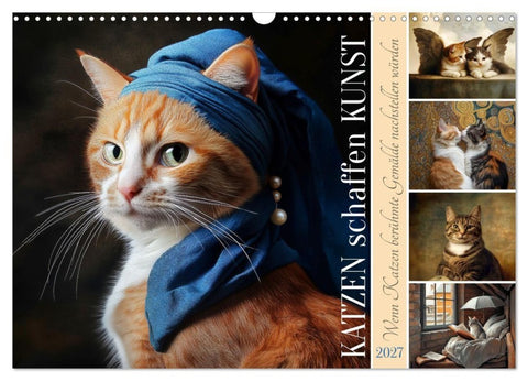 Katzen schaffen Kunst (Wandkalender 2027 DIN A3 quer), CALVENDO Monatskalender