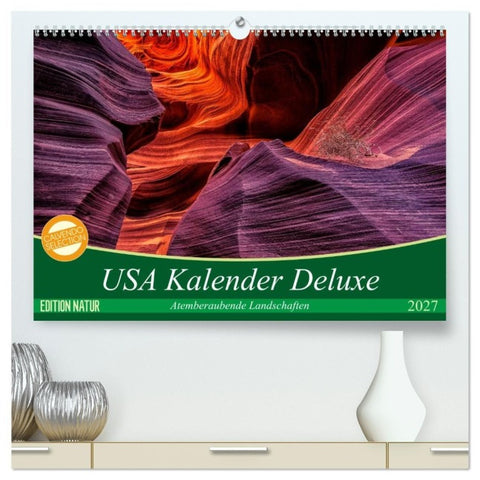 USA Kalender Deluxe (hochwertiger Premium Wandkalender 2027 DIN A2 quer), Kunstdruck in Hochglanz