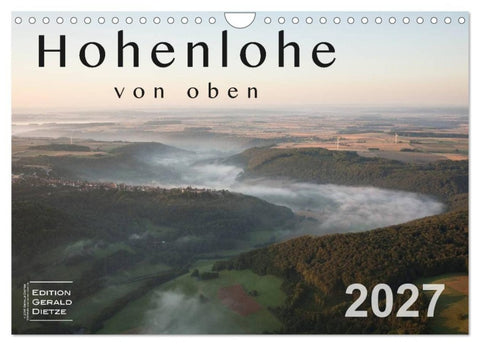 Hohenlohe von oben (Wandkalender 2027 DIN A4 quer), CALVENDO Monatskalender