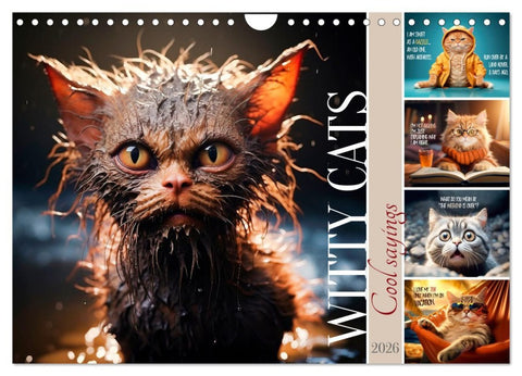 WITTY CATS Cool sayings (Wall Calendar 2026 DIN A4 landscape), CALVENDO 12 Month Wall Calendar