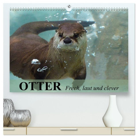 Otter. Frech, laut und clever (hochwertiger Premium Wandkalender 2026 DIN A2 quer), Kunstdruck in Hochglanz