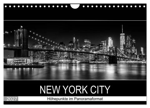 NEW YORK CITY Höhepunkte im Panoramaformat (Wandkalender 2027 DIN A4 quer), CALVENDO Monatskalender