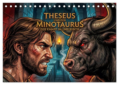 Theseus und der Minotaurus - Der Kampf im Labyrinth (Tischkalender 2027 DIN A5 quer), CALVENDO Monatskalender
