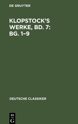 Klopstock’s Werke, Bd. 7: Bg. 1–9