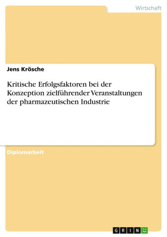 Kritische Erfolgsfaktoren bei der Konzeption zielführender Veranstaltungen der pharmazeutischen Industrie