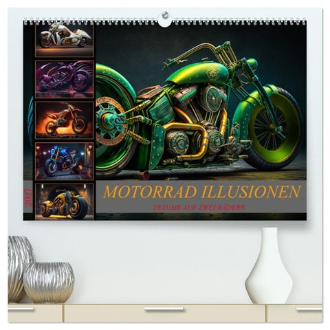 Motorrad illusionen (hochwertiger Premium Wandkalender 2027 DIN A2 quer), Kunstdruck in Hochglanz