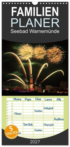 Familienplaner 2027 - Seebad Warnemünde mit 5 Spalten (Wandkalender, 21 x 45 cm) CALVENDO