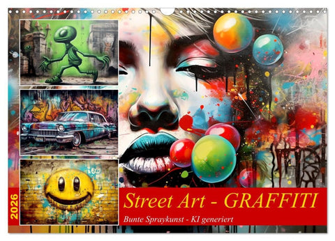 Street Art Graffiti (Wandkalender 2026 DIN A3 quer), CALVENDO Monatskalender