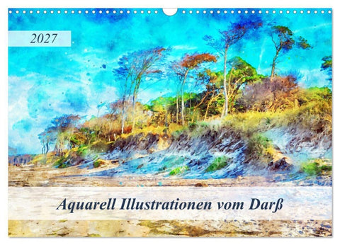 Aquarell Illustrationen vom Darß (Wandkalender 2027 DIN A3 quer), CALVENDO Monatskalender