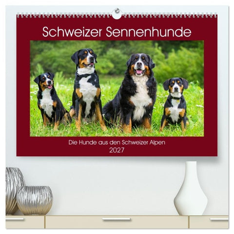 Schweizer Sennenhunde - die Hunde aus den Schweizer Alpen (hochwertiger Premium Wandkalender 2027 DIN A2 quer), Kunstdruck in Hochglanz