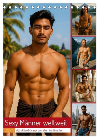 Sexy Männer weltweit (Tischkalender 2026 DIN A5 hoch), CALVENDO Monatskalender