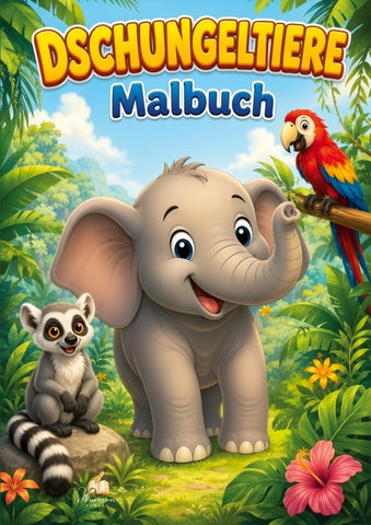 Dschungeltiere Malbuch für Kinder von 5–7 Jahren mit 50 schönen Ausmalbildern