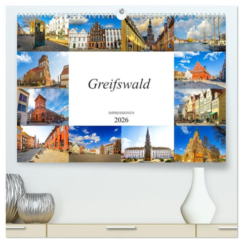 Greifswald Impressionen (hochwertiger Premium Wandkalender 2026 DIN A2 quer), Kunstdruck in Hochglanz