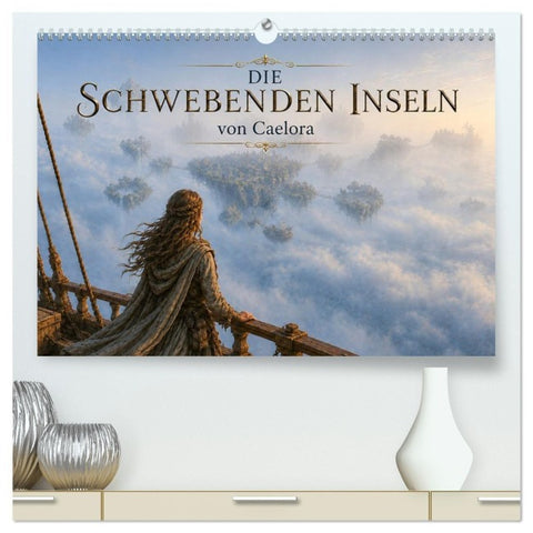 Die schwebenden Inseln von Caelora (hochwertiger Premium Wandkalender 2027 DIN A2 quer), Kunstdruck in Hochglanz