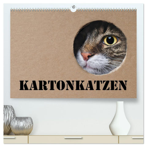 Karton Katzen (hochwertiger Premium Wandkalender 2027 DIN A2 quer), Kunstdruck in Hochglanz