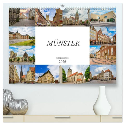 Münster Impressionen (hochwertiger Premium Wandkalender 2026 DIN A2 quer), Kunstdruck in Hochglanz