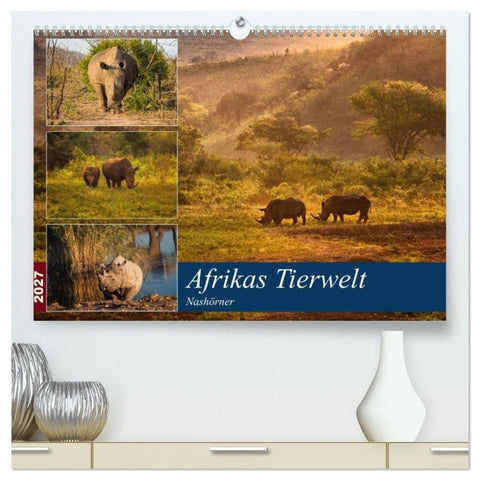 Afrikas Tierwelt: Nashörner (hochwertiger Premium Wandkalender 2027 DIN A2 quer), Kunstdruck in Hochglanz