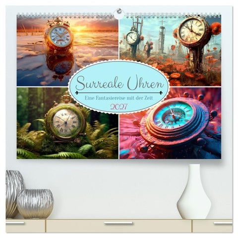Surreale Uhren (hochwertiger Premium Wandkalender 2027 DIN A2 quer), Kunstdruck in Hochglanz