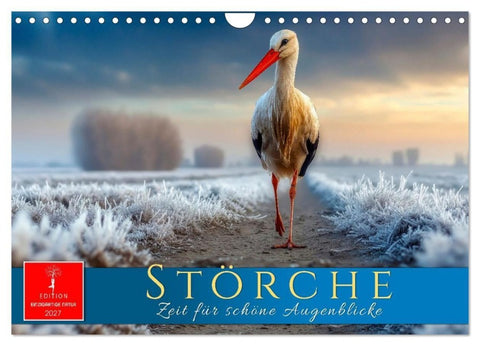Störche - Zeit für schöne Augenblicke (Wandkalender 2027 DIN A4 quer), CALVENDO Monatskalender