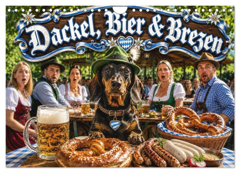 Dackel, Bier und Brezen (Wandkalender 2027 DIN A4 quer), CALVENDO Monatskalender