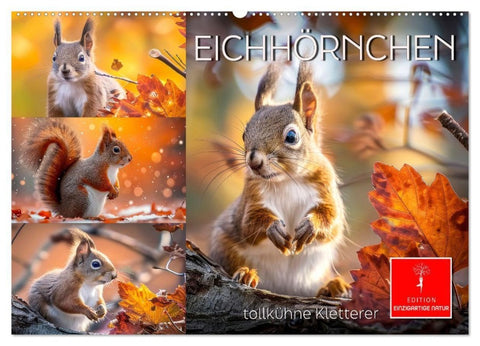 Eichhörnchen - tollkühne Kletterer (Wandkalender 2027 DIN A2 quer), CALVENDO Monatskalender
