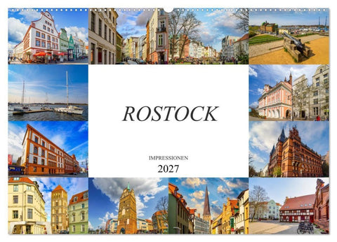 Rostock Impressionen (Wandkalender 2027 DIN A2 quer), CALVENDO Monatskalender