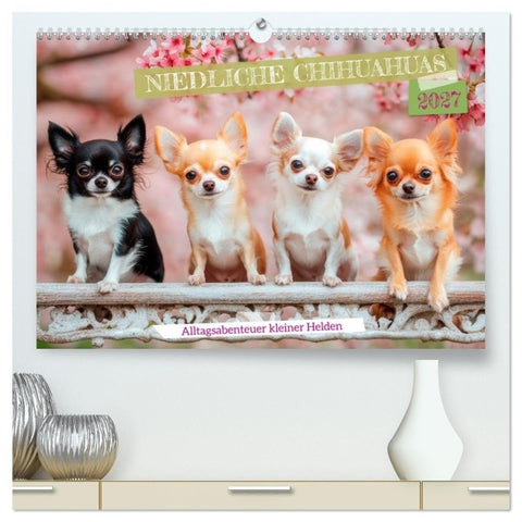 Niedliche Chihuahuas (hochwertiger Premium Wandkalender 2027 DIN A2 quer), Kunstdruck in Hochglanz