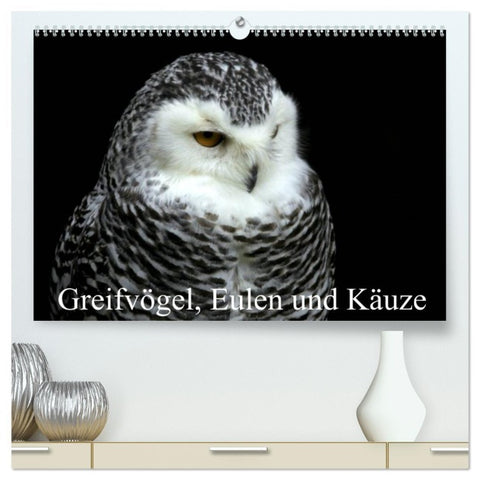 Greifvögel, Eulen und Käuze (hochwertiger Premium Wandkalender 2026 DIN A2 quer), Kunstdruck in Hochglanz
