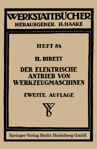 Der elektrische Antrieb von Werkzeugmaschinen