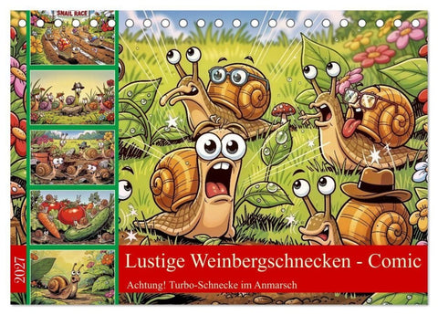 Lustige Weinbergschnecken - Comic (Tischkalender 2027 DIN A5 quer), CALVENDO Monatskalender