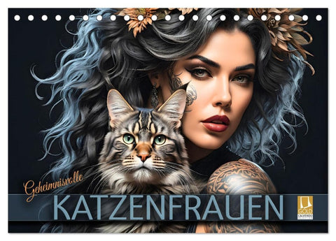 Geheimnisvolle Katzenfrauen (Tischkalender 2026 DIN A5 quer), CALVENDO Monatskalender