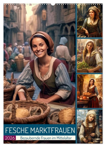 Fesche Marktfrauen (Wandkalender 2026 DIN A2 hoch), CALVENDO Monatskalender