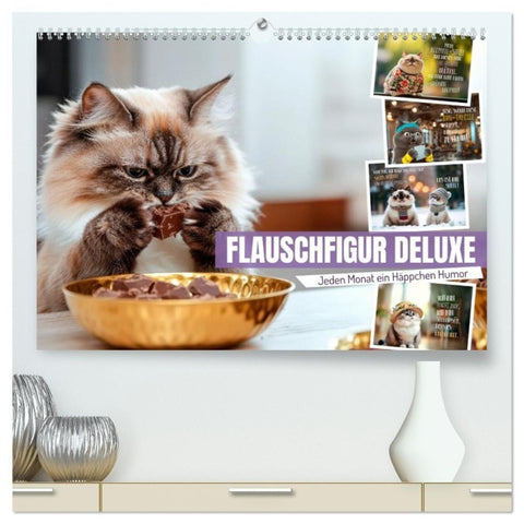 FLAUSCHFIGUR DELUXE Jeden Monat ein Häppchen Humor (hochwertiger Premium Wandkalender 2027 DIN A2 quer), Kunstdruck in Hochglanz