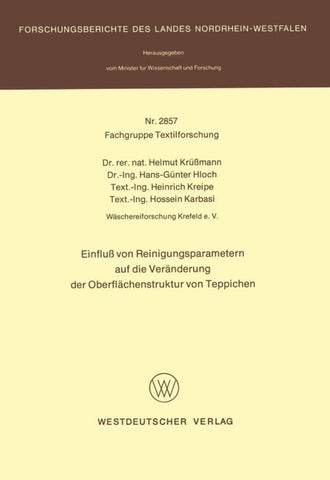 Einfluß von Reinigungsparametern auf die Veränderung der Oberflächenstruktur von Teppichen