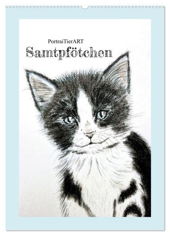 PortraiTierART Samtpfötchen (Wandkalender 2027 DIN A2 hoch), CALVENDO Monatskalender