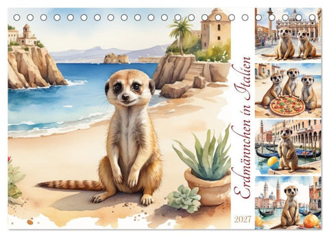 Erdmännchen in Italien (Tischkalender 2027 DIN A5 quer), CALVENDO Monatskalender