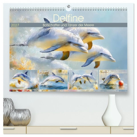 Delfine. Botschafter und Tänzer der Meere (hochwertiger Premium Wandkalender 2027 DIN A2 quer), Kunstdruck in Hochglanz