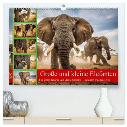 Große und kleine Elefanten (hochwertiger Premium Wandkalender 2027 DIN A2 quer), Kunstdruck in Hochglanz
